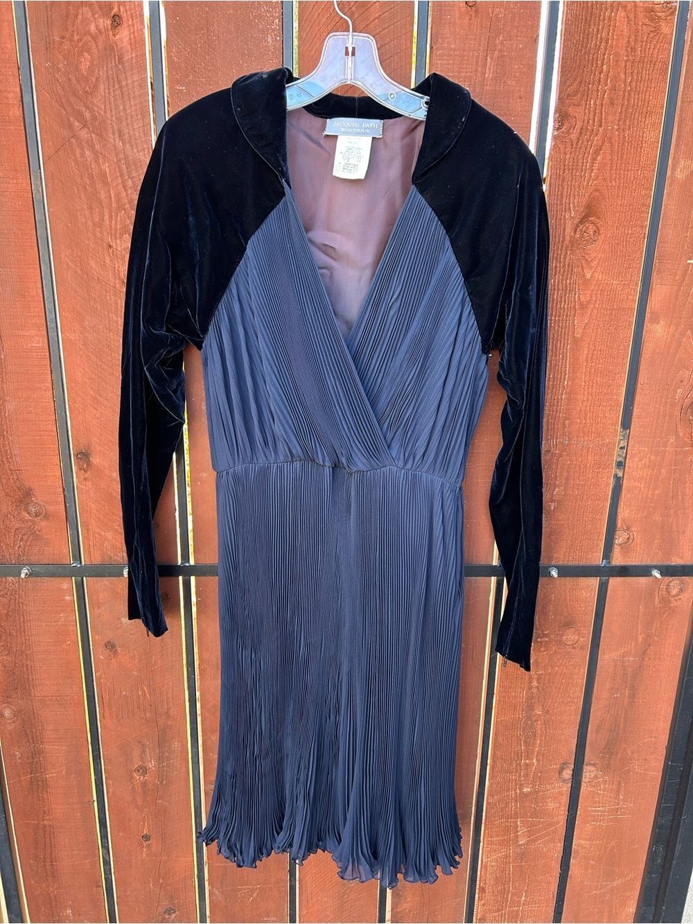 Jacques Fath Dress Vintage Velvet Pleated Dress Size 16